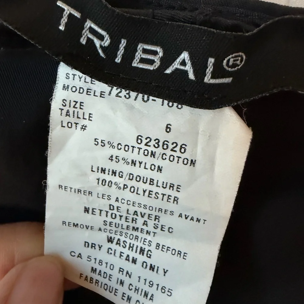 Tribal brand A-line, slight flair cotton/nylon black skirt, size 6 - Picture 5 of 5
